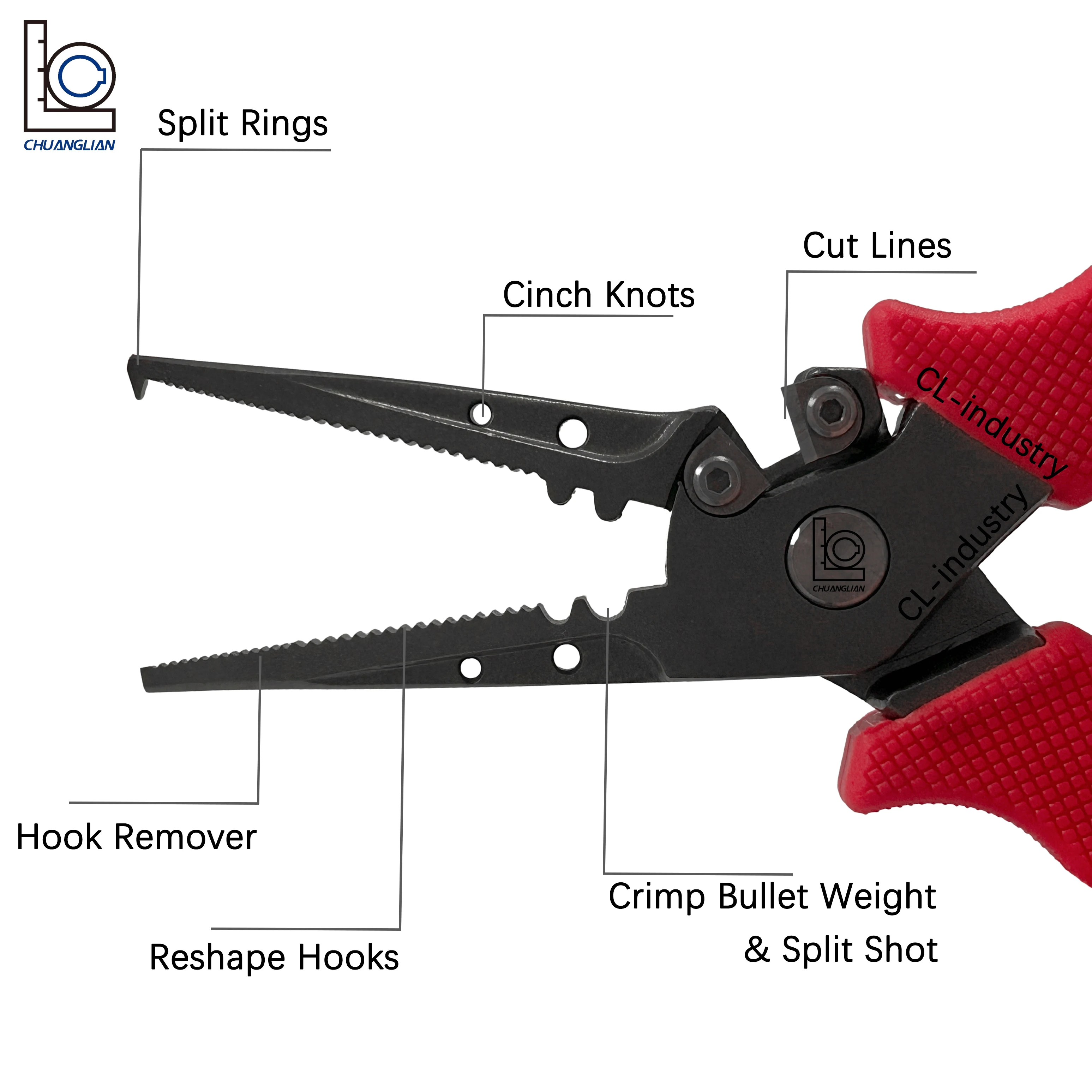 Factory supply high quality 7in spring loaded stainless steel fishing tools fishing pliers for saltwater and freshwater