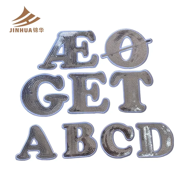 Custom Alphabet Patch Embroidery Letter Iron On Sequin Heat Press Patch