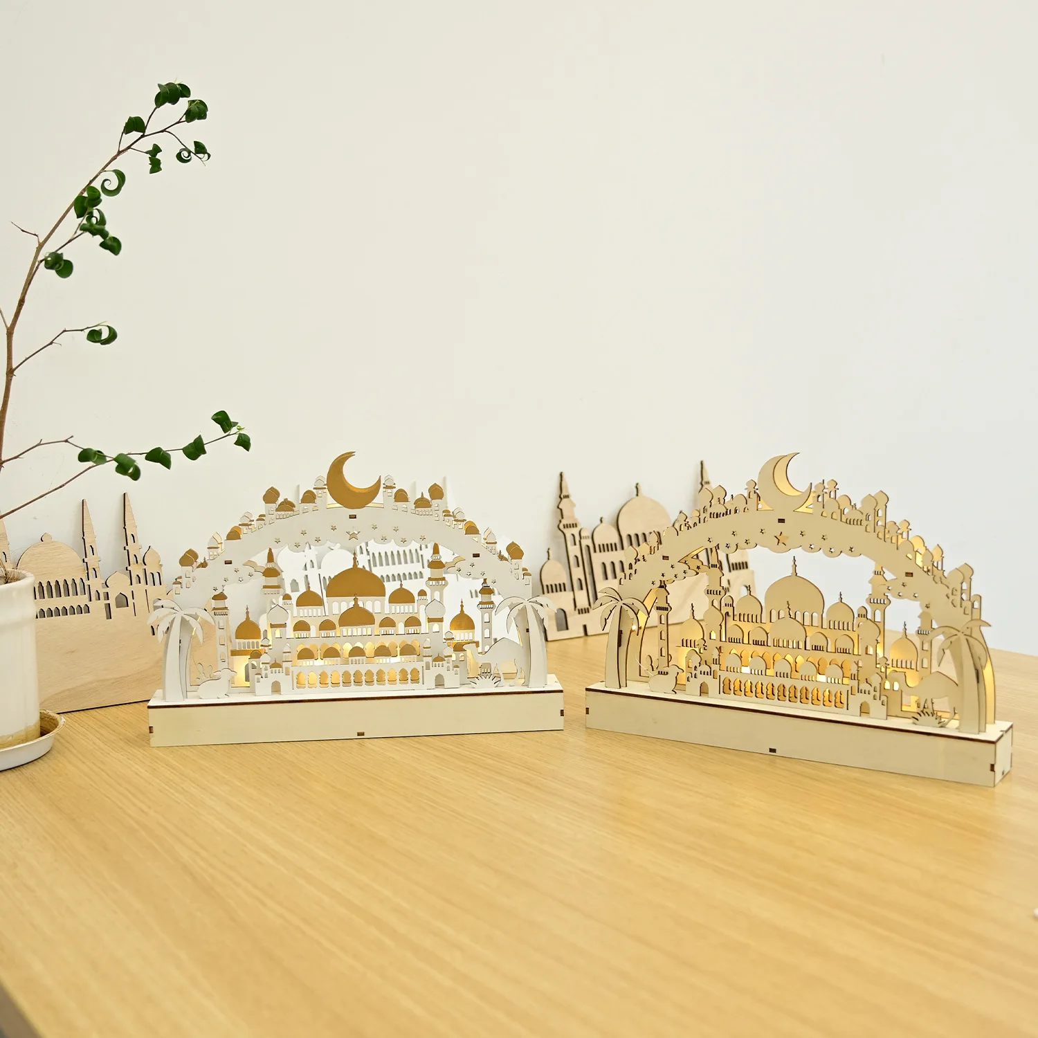Muslim Mosque Camel Castle Wooden Tabletop Decoration For Islam Party Ornaments