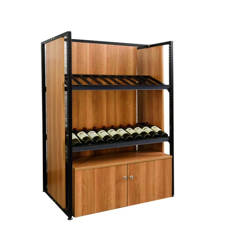 Высококачественная полка из МДФ средней плотности, фибровая плита, розничная торговля продуктовыми стойками, полка для супермаркета, деревянная полка для гондолы для винных заводов