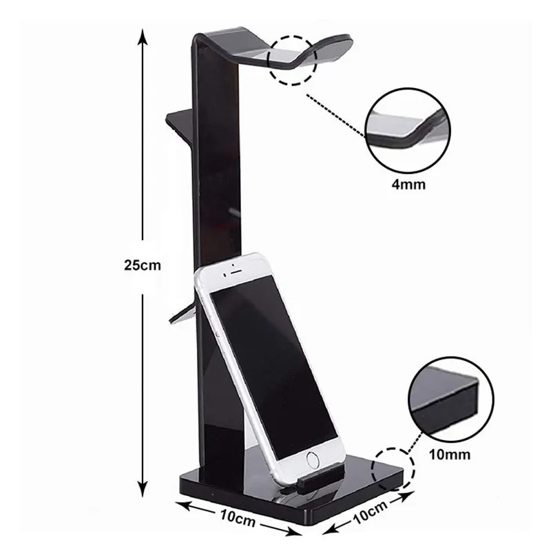 Acrylic Headphone Stand clear Headset Hanger Headphones Holder Mount Glass display