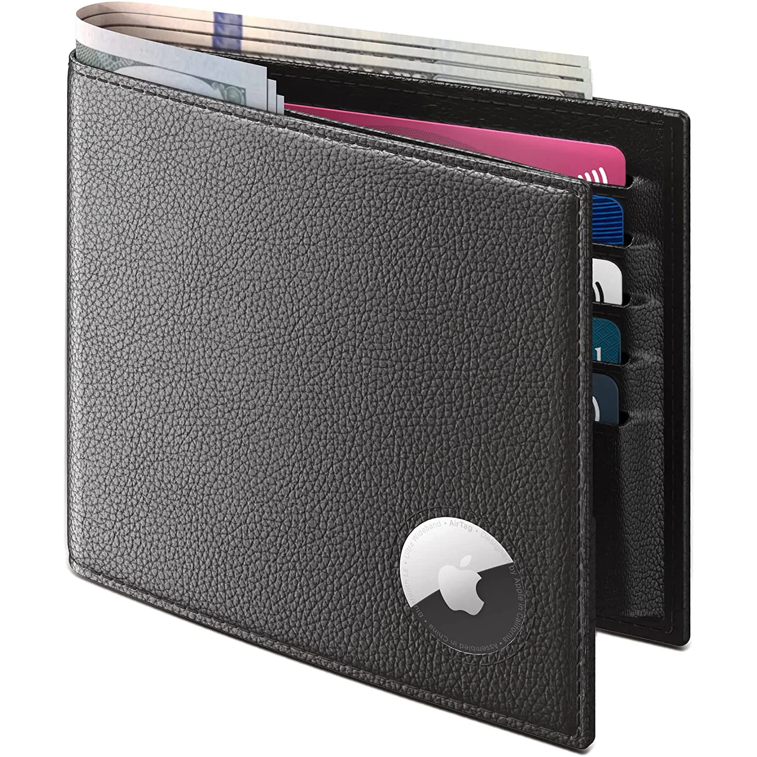 Двухскладной кошелек для мужчин, мужской минималистичный бумажник из кожи с блокировкой верха и RFID-меткой, с отделением для карт, с удостоверением личности