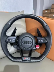 Factory wholesale -audi R8 full series carbon fiber steering wheel modification Flat-bottom steering wheel two/four-button