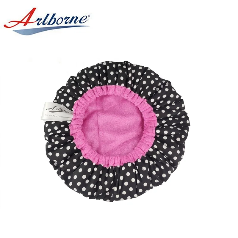 Deep Conditioning Heat Cap Microwave Hot Cap for Natural Curly Textured Hair Care Drying Polka Dot Flaxseed Cap Hair Steamer