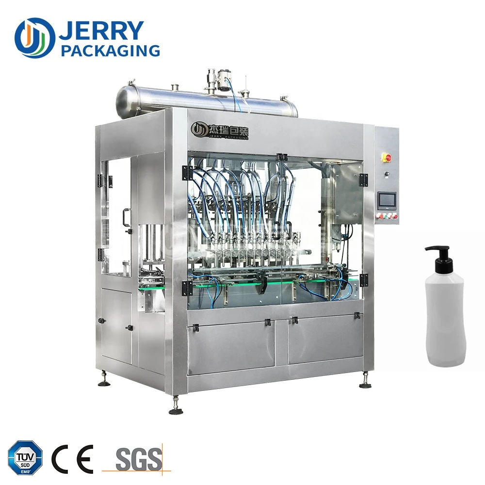 JERRY PACKAGING JPF1000-12S 20-1000cc 12 Nozzles Electric Automatic Cream Lotion Piston Filling Machine For Shampoo