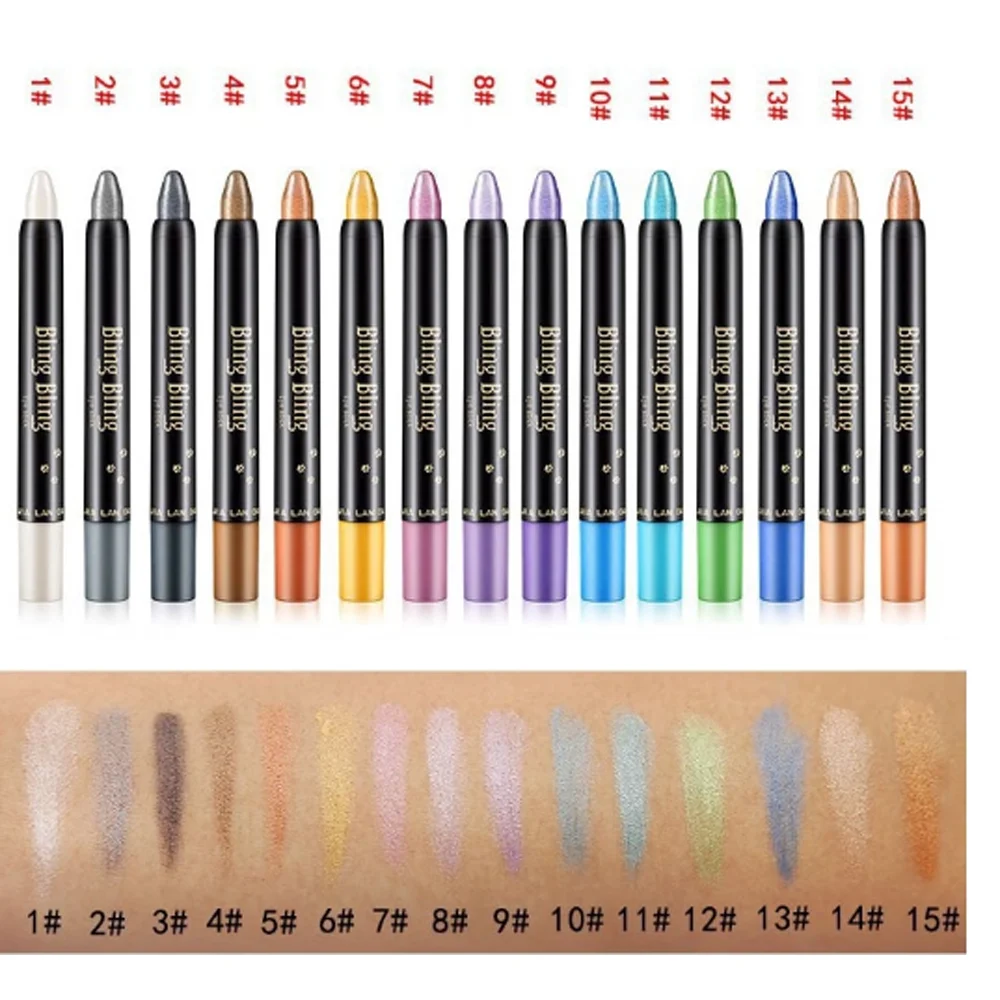 15 Color Highlighter Eyeshadow Pencil Waterproof Glitter Matte Nude Eye Shadow Makeup Pigment Cosmetics White Eyeliner Pen