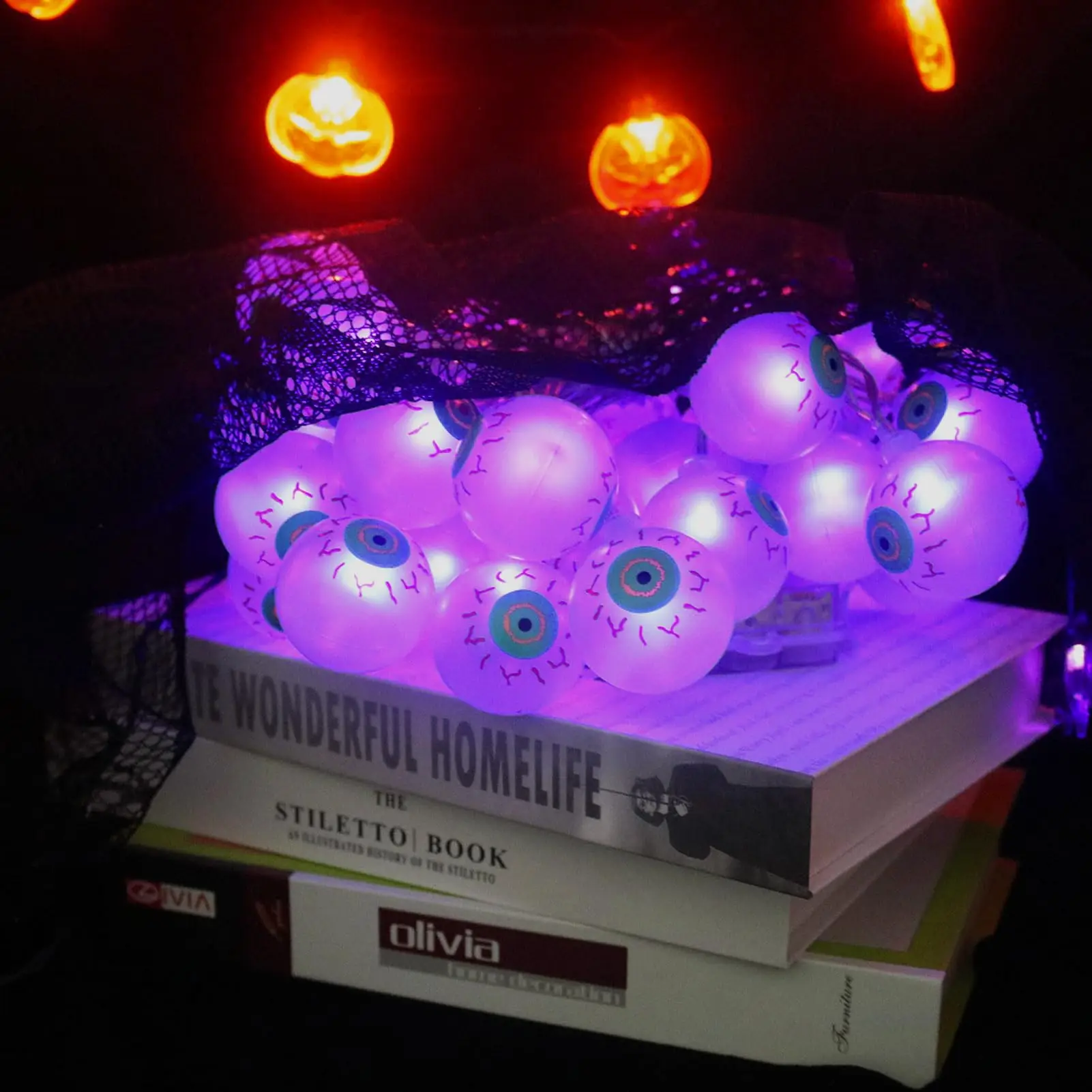 Battery Operated Halloween Eyeball Lights Purple Light Green Eye Halloween Lighted Props