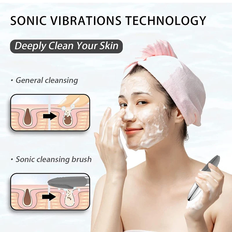 USB Rechargeable Electric Sonic Facial Cleansing Brush Silicone Facial Cleansing Brush For Deep Cleansing Blackhead Remover