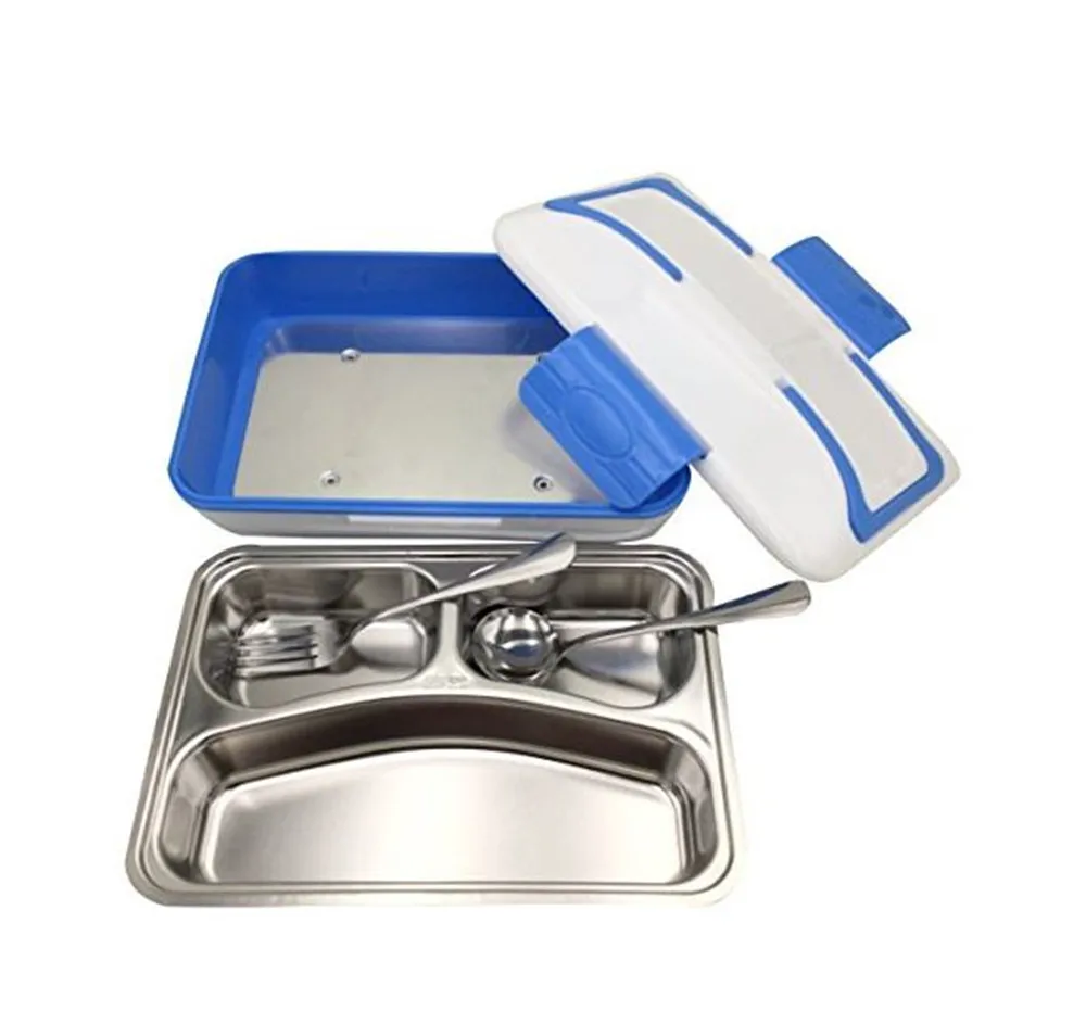 12V/24V 110V Electric Heated Lunch Box Bento Boxes 2 In 1 Car& Home Plug Portable School Office Auto Food Container Warmer