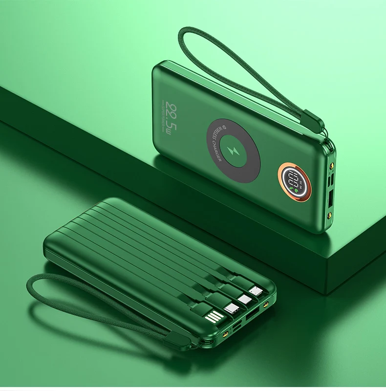 Multifunction 7-in-1 Power Bank 20000mAh External Battery Wireless Charge 18W 20W 22.5W PD Fast Charging Power Bank