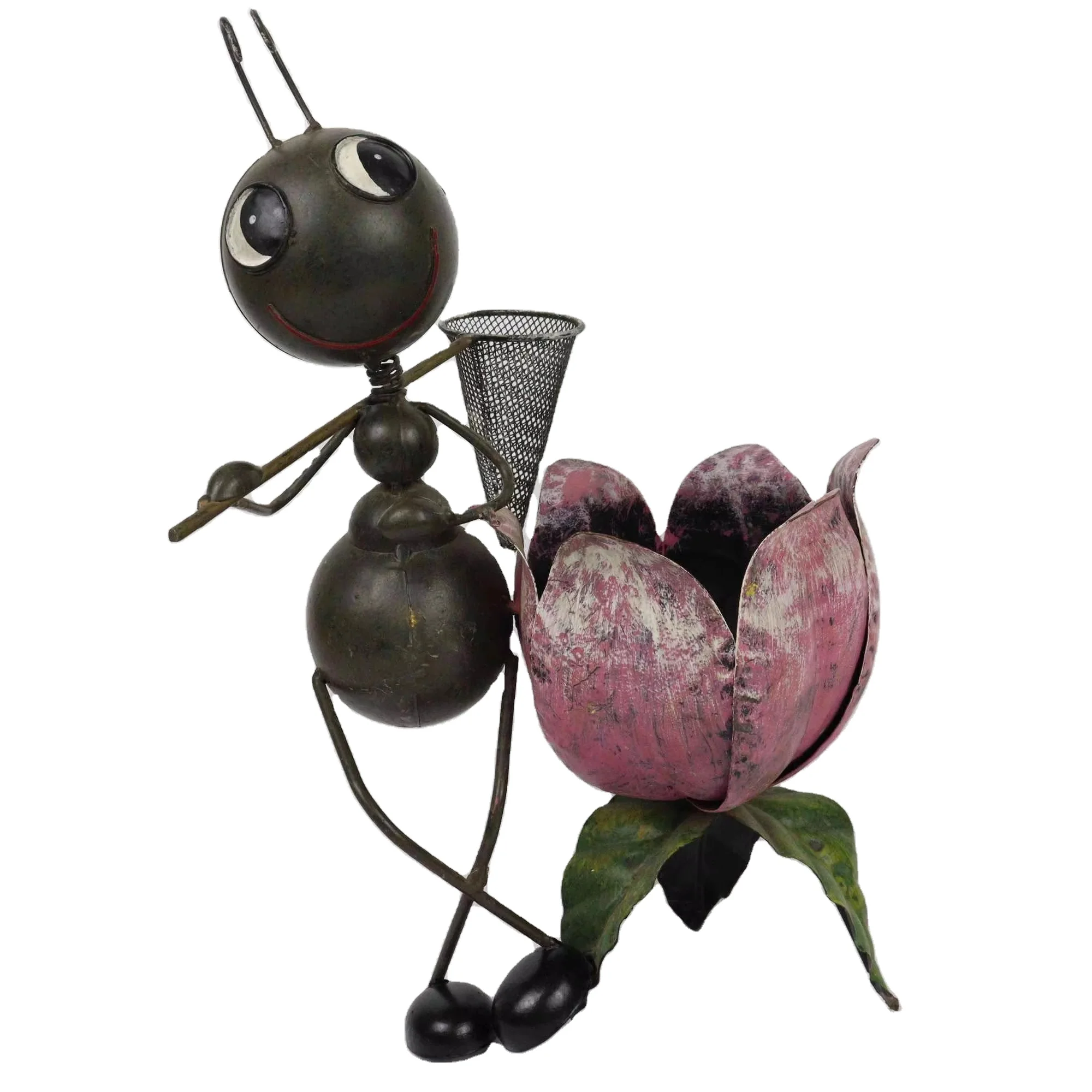 Metal Ant Animal Statue Creative Design Yard Decoration Lawn and Garden Decor Rustic Metal Planter Pot