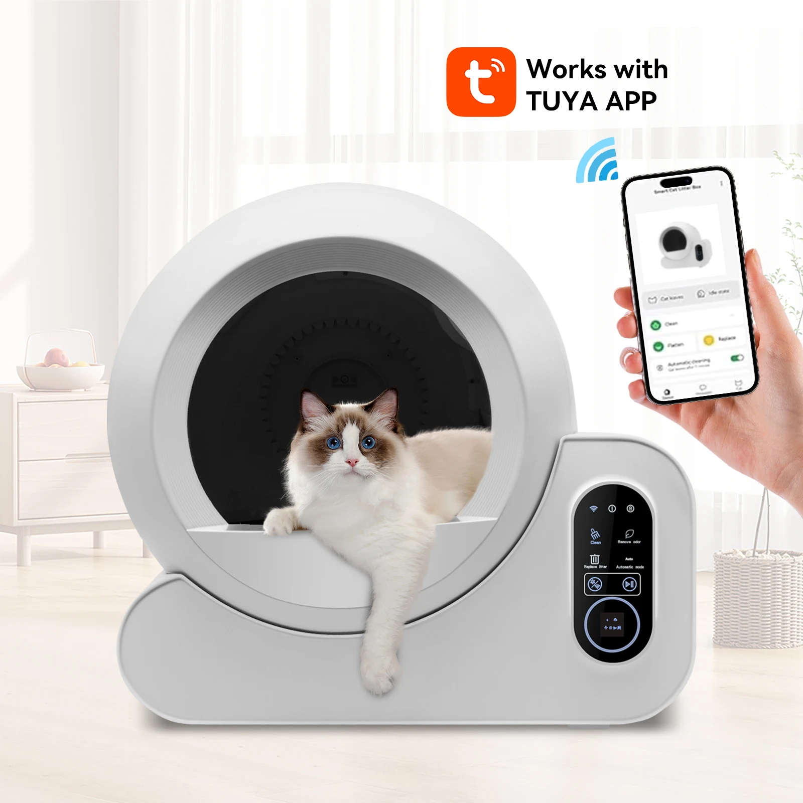2024 New Automatic Smart Cat Litter Box Self Cleaning  Ultra Large Capacity 70L with Gravity sensor Cat Toilet For Cats