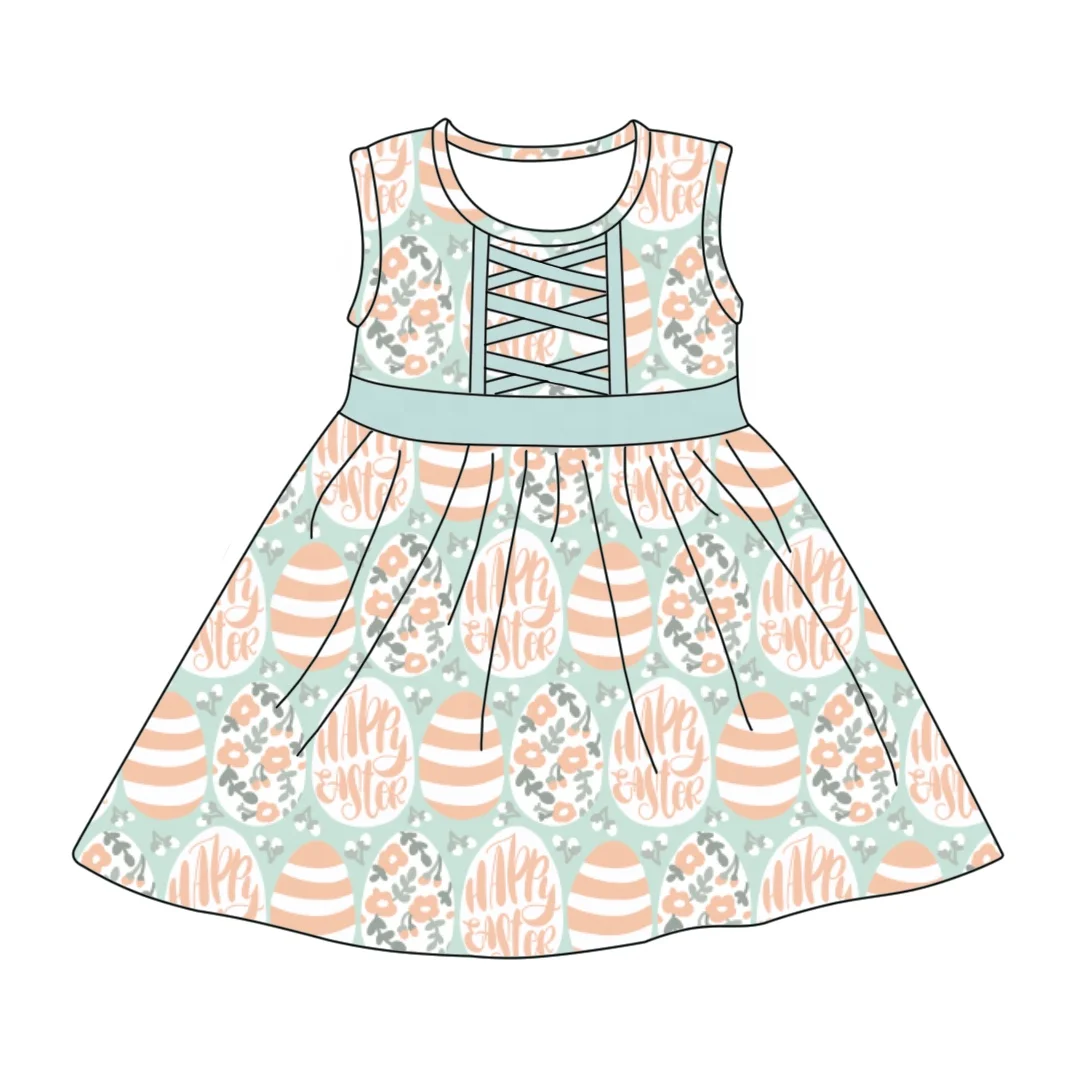 Liangzhe Fashion dress for girls Cute bunny Print sleeveless dress for kids designer clothing Summer 2024