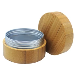 Hot Sale Luxury Cosmetic Cream Container 250g Natural bamboo aluminum jar with fast deliver ABJ--009C