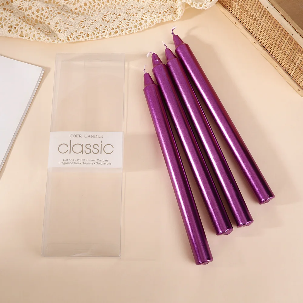 4PCS/Pack  Smokeless tasteless Pole wax Romantic  Pillar Candles candlelight dinner wedding  long candle home wholesale