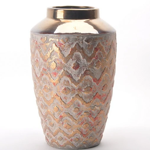 Retro style home products plated handmade fancy table ceramic  italian vases for floral blossom