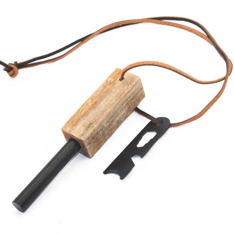 Camping Gear Accessories 12.7mm Feuerstahl Fire Starter Kit with Fatwood Kindling Wood Handle