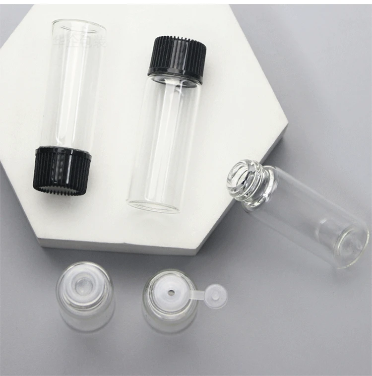 cosmetic packing borosilicate glass tube with plastic cap and stopper