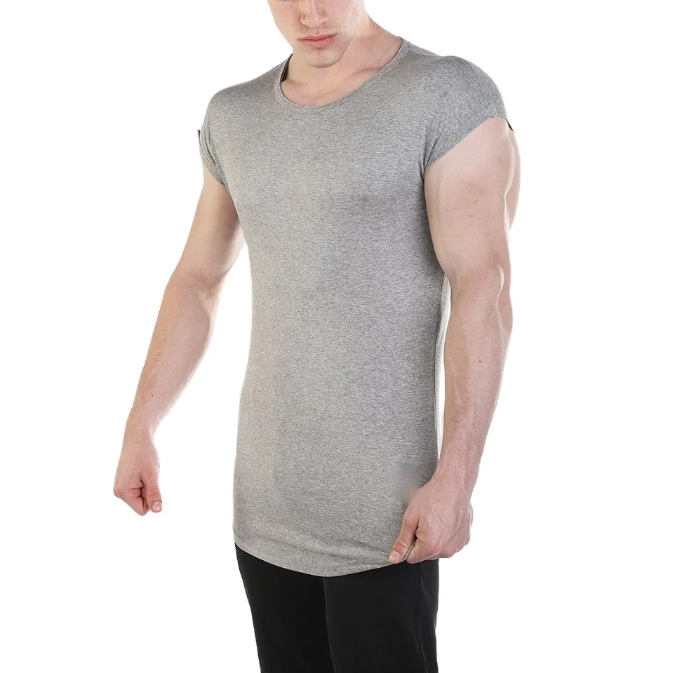 Wholesale Regular Fit Custom Sport Wear Mens blank t-shirt with custom logo capped sleeve t shirt