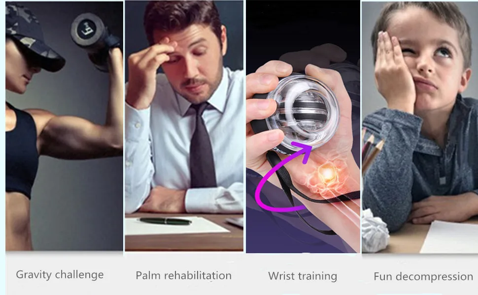 LED Lights Wrist Trainer Gyro Ball Auto-Start Power Wrist Exerciser Equipment with Counter Arm Hand Muscle Trainer Equipment