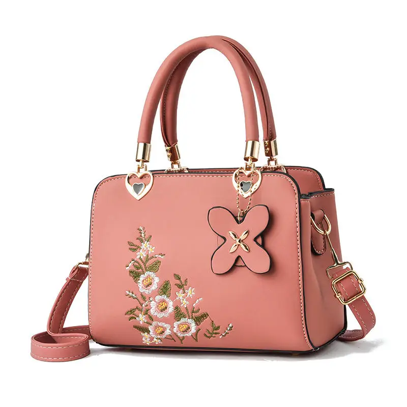OEM Manufacturer Ins Style PU Leather Women Messager Bag Mini Purse Embroidery Patter Shoulder Cross-body Bag Women Handbag
