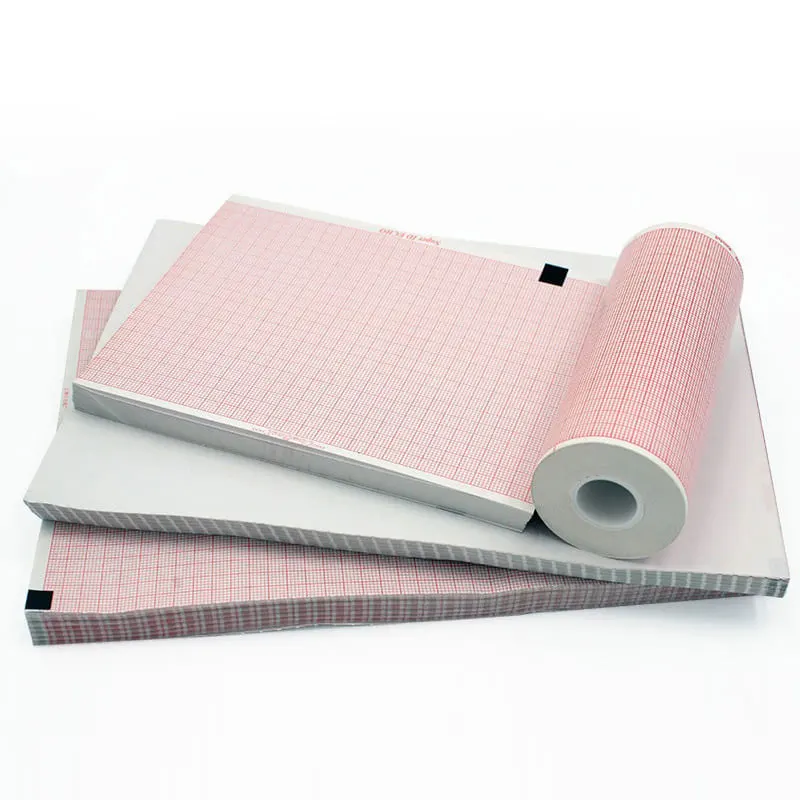 Medical A Grade Consumables Thermal CTG ECG EKG Graph Chart Paper Roll for Electrocardiograph BPL Chemical Coated Red Blue Base