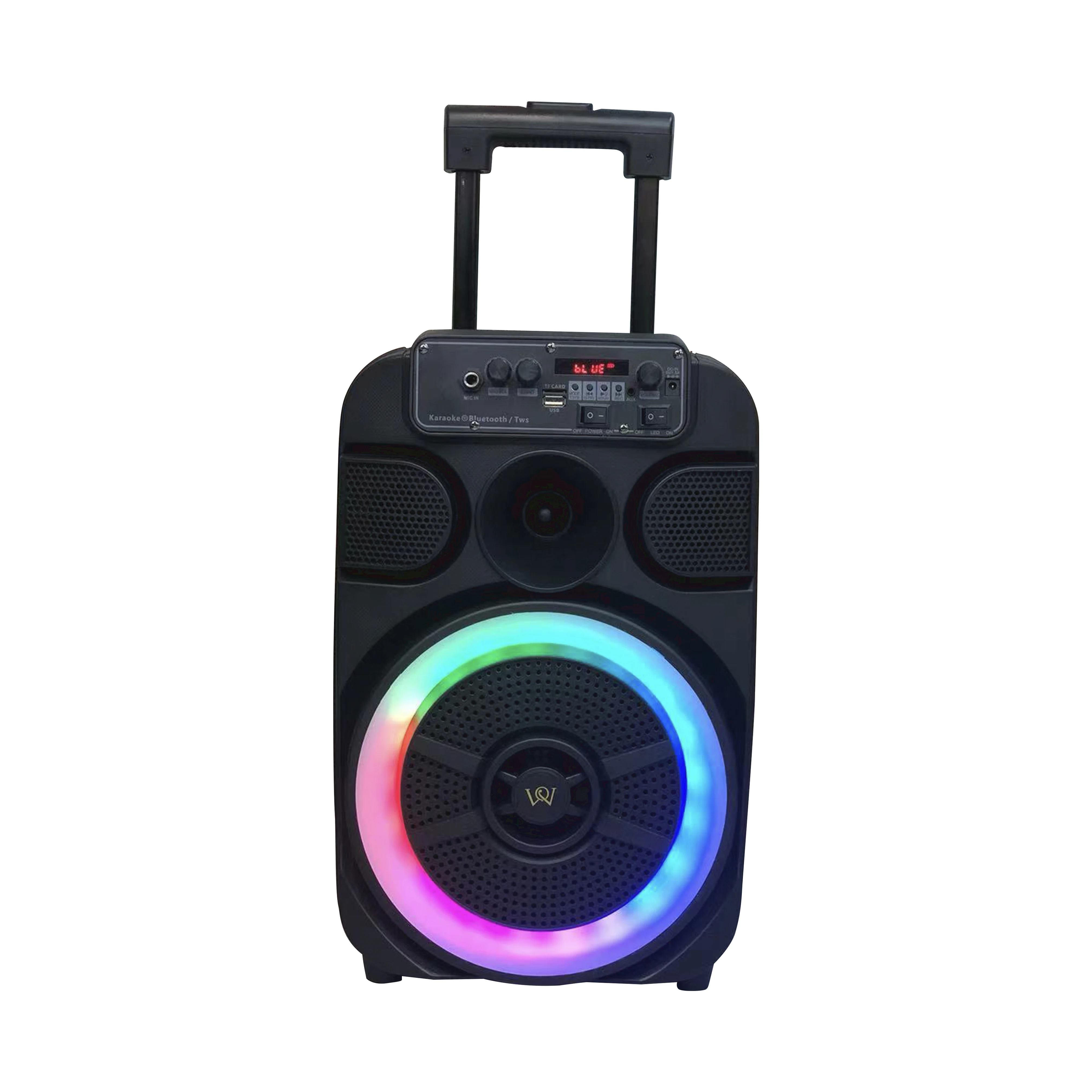 8 Inches Multimedia DJ Stunner WJQ-2208 LED LARGE Trolley SPEAKER  WITH WIRELESS MICROPHONE