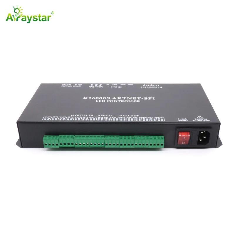 K16 Artnet LED controller 16 channels SPI RGB IC PIXEL programmable LED controller with SD card for club and KTV