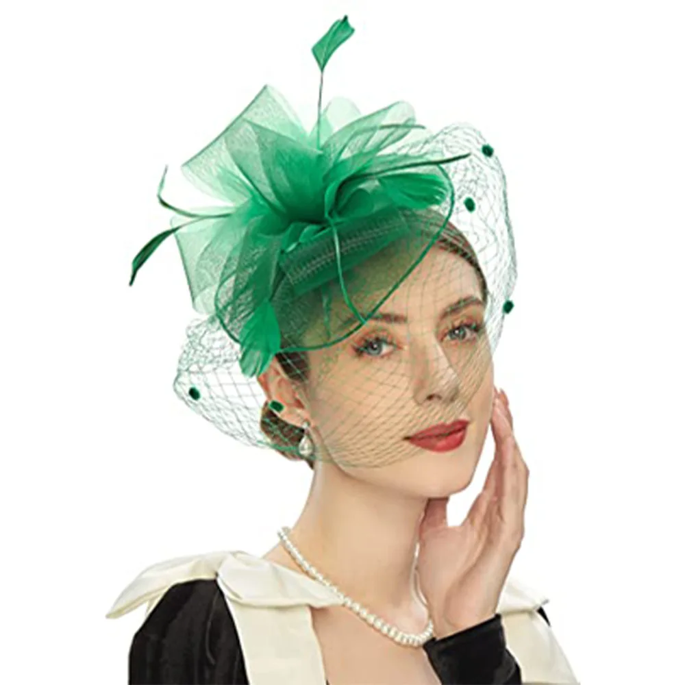 HZO-23019 Fascinators Hat Flower Mesh Ribbons Feathers Tea Party Headwear for Girls and Women