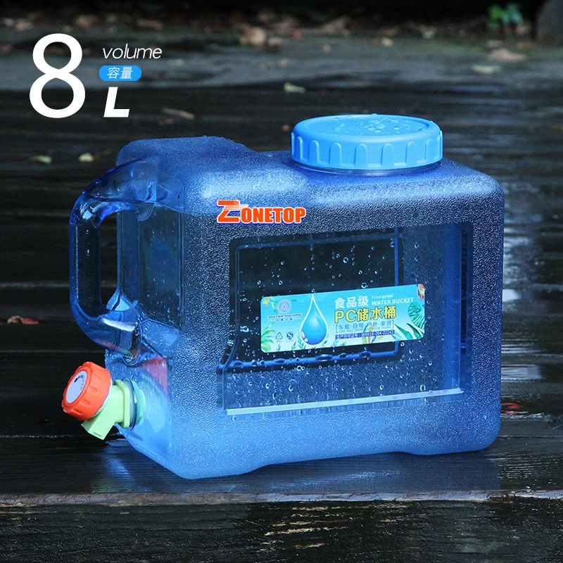 Outdoor Plastic Square Water Bucket 18L 19L 20L 5 Gal Drinking Water Container With Faucet