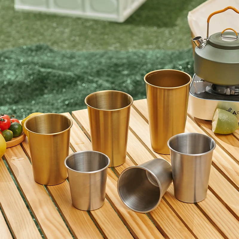 OEM 304 Stainless Steel Coffee Beer Mug Wine Tumbler Cups Wholesale Korean Single Layer Cold Beverage Beer Cups