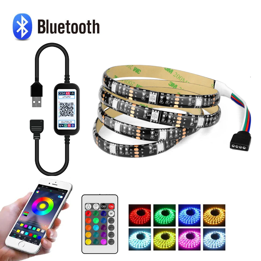 USB 5 В RGB 5050 COB Светодиодная лента водонепроницаемый фон для телевизора изменяющий цвет медный корпус лампы 24 с управлением через приложение телефона