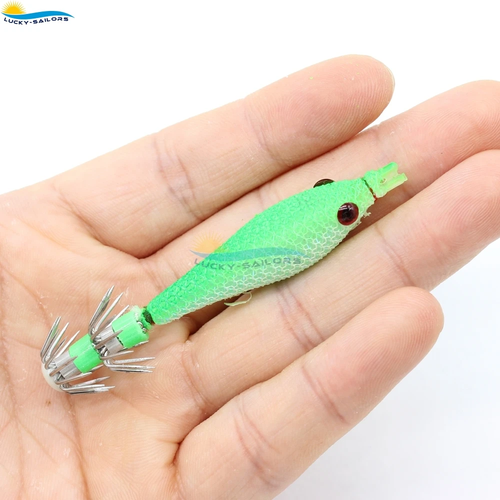 Fish Hook Luminous Lifelike Simulation Squid lure Artificial shrimp Lures Squid Jig with Hook