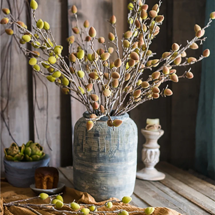 Farmhouse rustic vintage home decoration embossed clay interior vase floor flower vase large flower vases