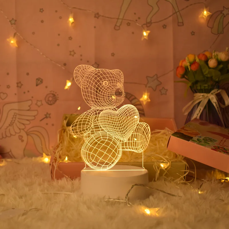 Декор 3D тень Оптическая иллюзия акриловая Ночная детская лампа 3d Светодиодная Ночная лампа с usb