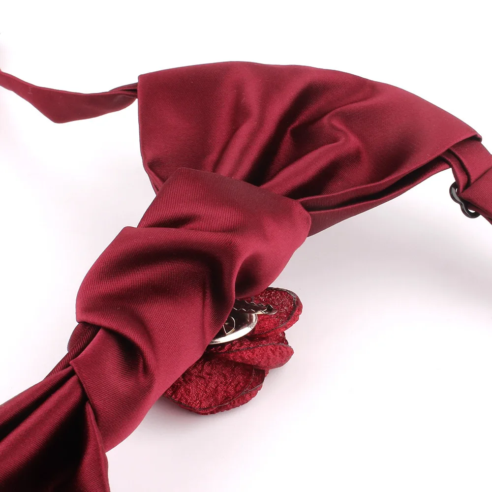 Handmade Rose Floral Neck Ties For Men Women Solid Flower Tie Luxury Neckties For Wedding Banquet Wine Red Necktie Gravata Gifts