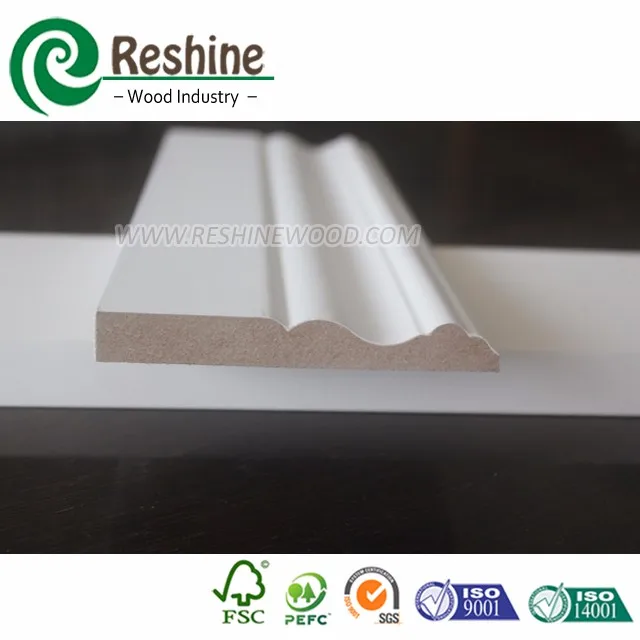 White Primed MDF Moulding 8ft MDF Baseboard Kiln Drying KD MDF Skirting