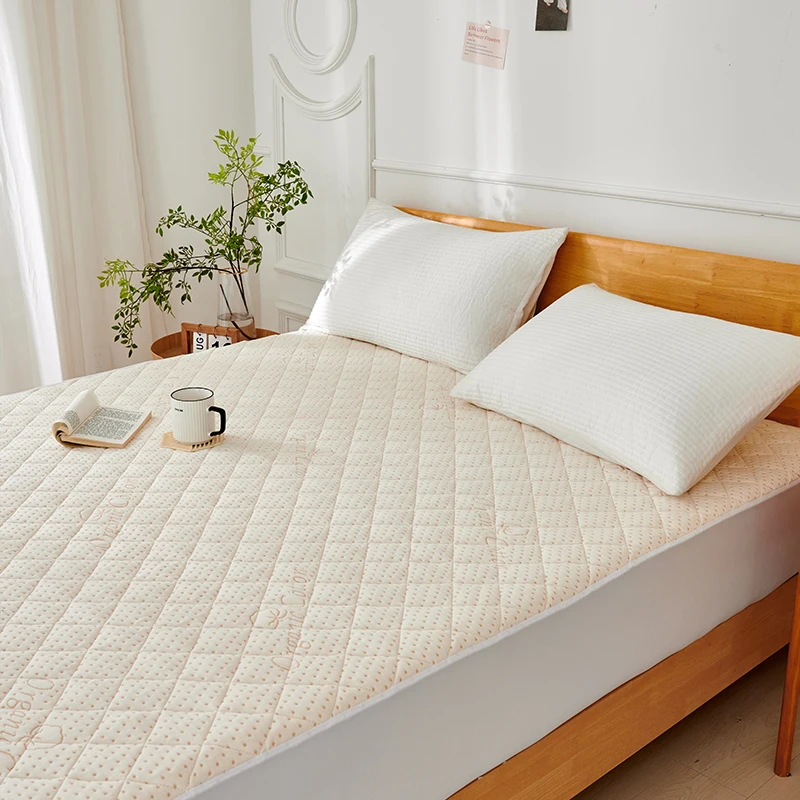 Hypoallergenic Organic Cotton Quilted Mattress Protector Waterproof Anti-Dust Mite Knitted Technique Adults Plain