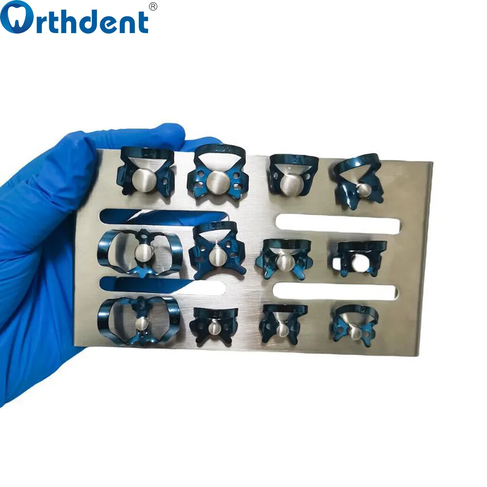 Зубные резиновые зажимы держатель из нержавеющей стали набор 12 лотков для стерилизации хирургические инструменты автоклавируемая Зажимная подставка