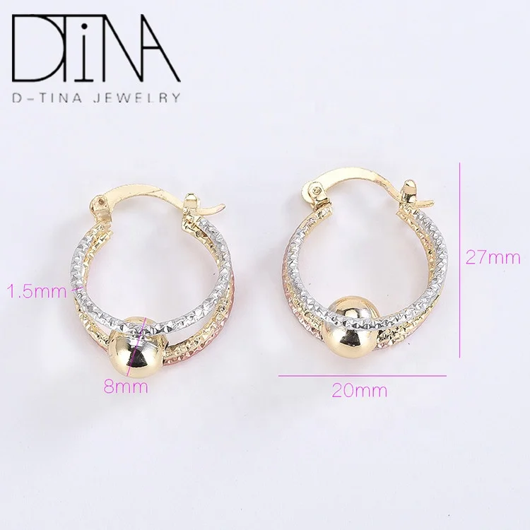 
Simple three-layer thick three-color gold-plated hoop earrings 