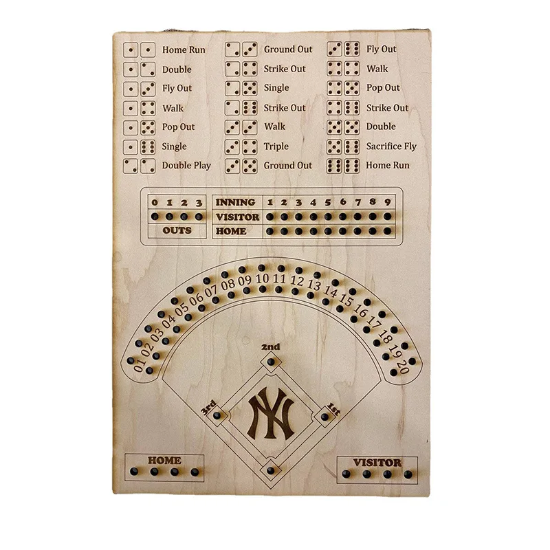 Wooden Board Game - Fun Baseball Marble Game for Family Game Night