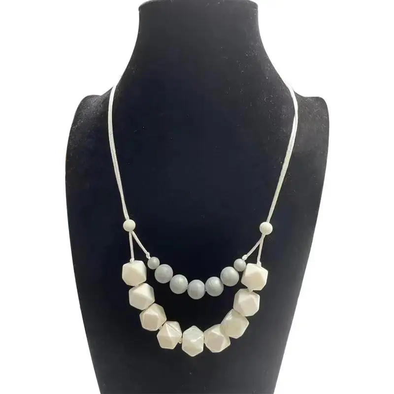 
New Custom BPA Free 100% Silicone Baby Teething Necklace Silicone Teether Pendant for Nursing Moms 