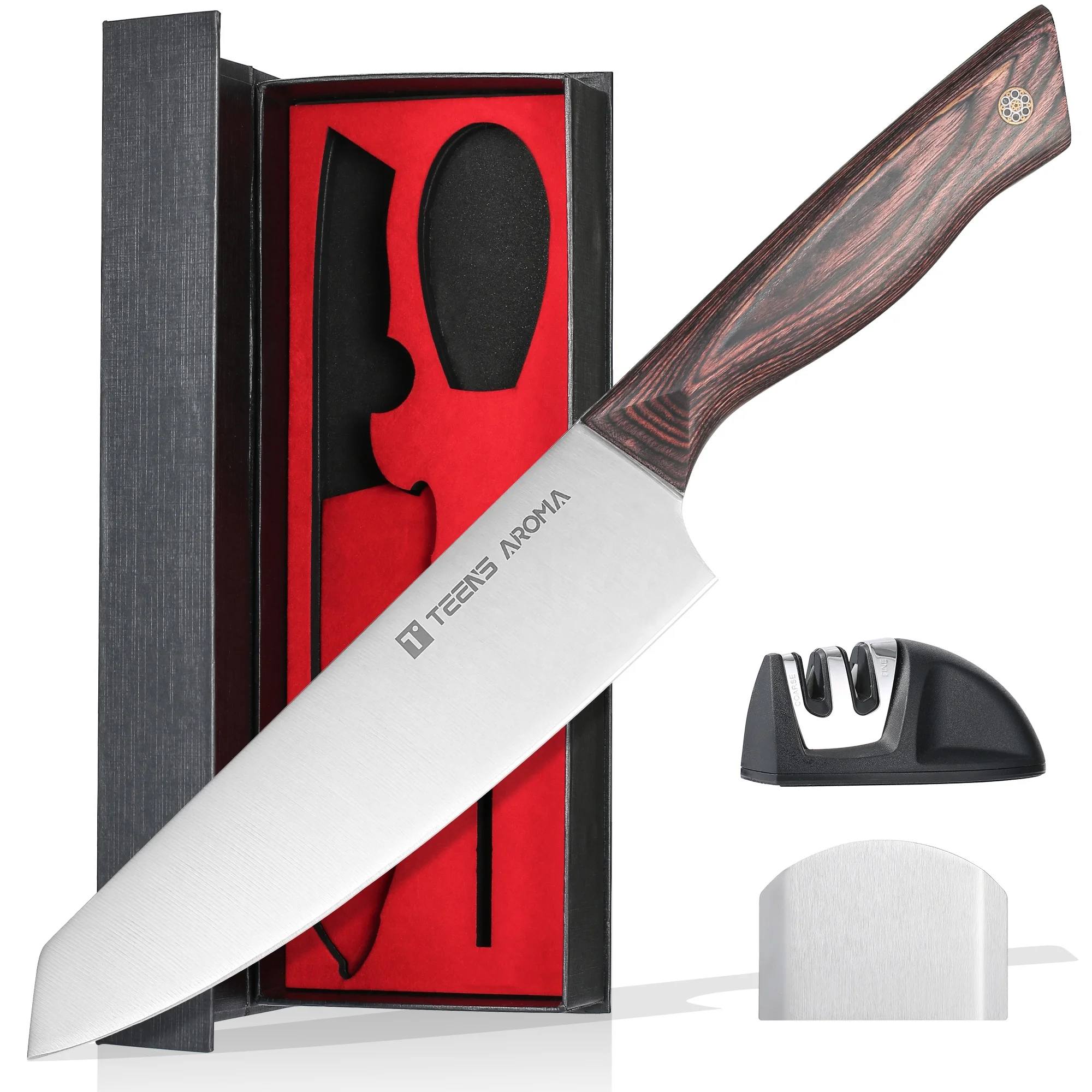 Лидер продаж, набор кухонных ножей из углеродистой стали 8 дюймов Kiritsuke с точилкой