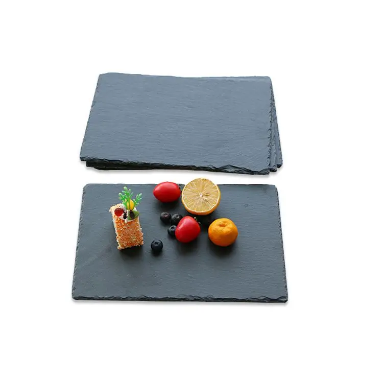 Необычные товары из натурального камня с шероховатой кромкой, сланцевая обеденная тарелка