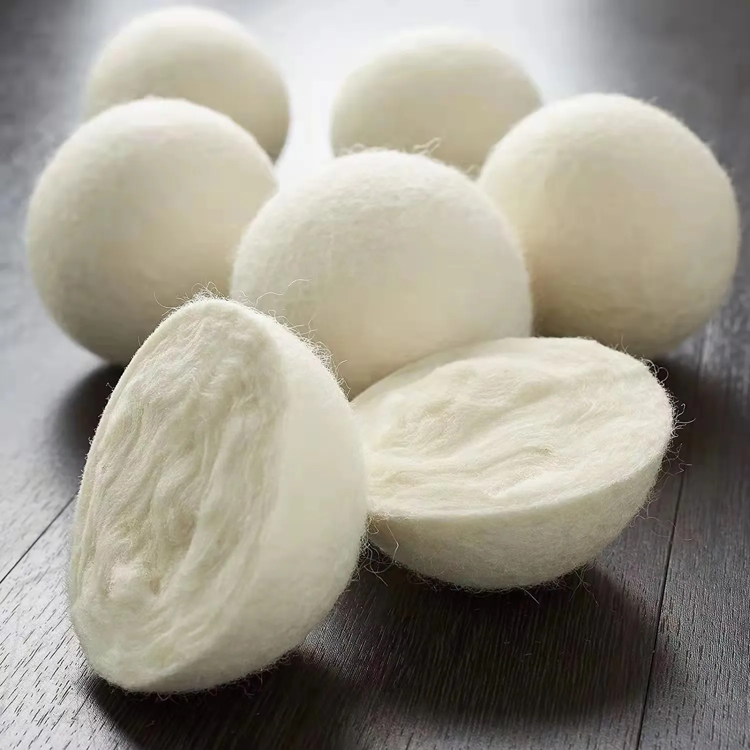 Custom 6-Pack XL Premium Natural Fabric Softener Organic 100% New Zealand Wool Dryer Balls Laundry Balls for Dryer