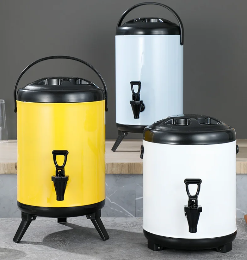 Customization Stainless Steel Thermos Bucket Keep Warm Insulation Barrel Pot Milk Tea Bucket With Faucet