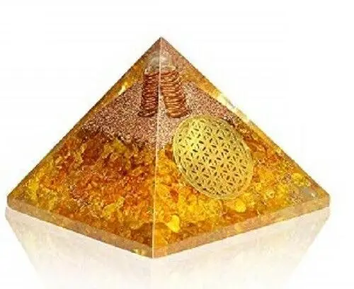 Orgone Citrine Pyramid Copper Coil Pyramid : Wholesale Citrine Orgone Pyramids : Wholesale New Orgonite Products