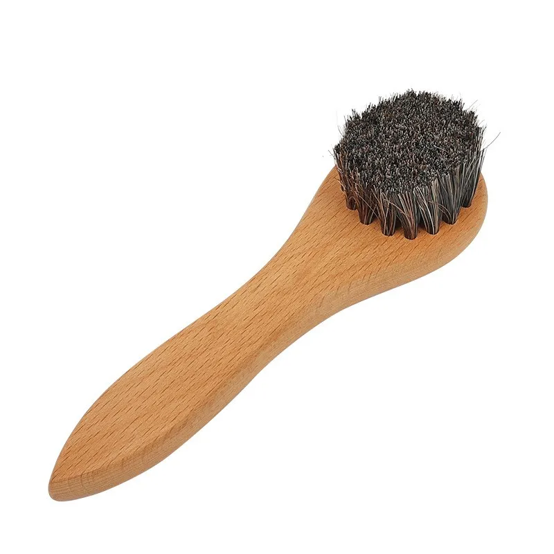 Wooden Shoe Sole Brush Suede Leather Shoe Shine Brush Horse Hair Shoe Cleaning brush