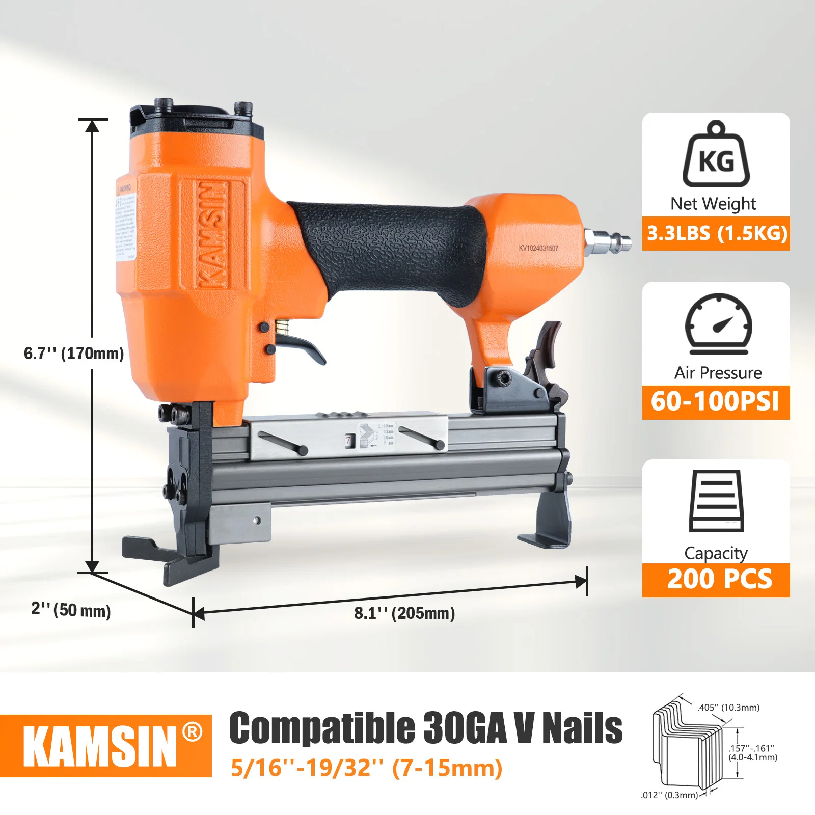KAMSIN V1015 30 Gauge Flexible Pneumatic Picture Framing  V nailer Handy Air- Powered Frame Joiner for Picture Framing
