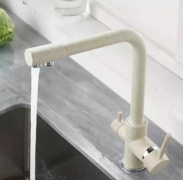 European style brass single handle double end domestic kitchen faucet